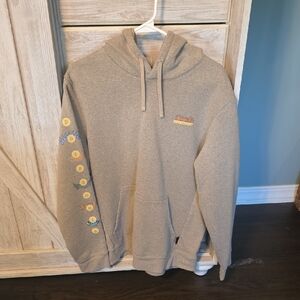 Patagonia Tan Hoodie with Colorful Sleeve Accents